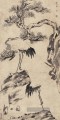 Kiefern und Kräne alte China Tinte